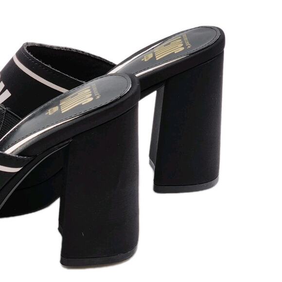 Juicy Couture Juicy Girly Womens Size 8.5 M Heeled Sandals Black White Logo - Picture 11 of 16